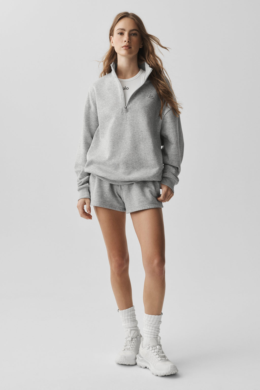 Alo Accolade 1/4 Zip Pullover - Athletic Heather Grey — image 4